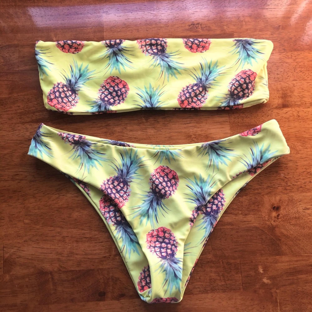 Pineapple yellow bandeau bikini